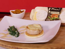 Pavé de veau au Rocamadour, chutney de citrouille et pistache