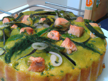 Cake fondant saumon poireau et échalotes