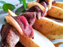 Brochette de canard à la poire