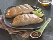 Pavé de saumon laqué moutarde-ketchup