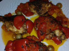 Chapon désossé aux poivrons