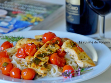 Escalope de poulet au citron et tomates cerise
