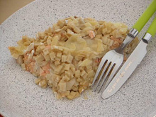 Gratin de Crozets au saumon et endives