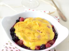 Gratin fruits rouges, sabayon au champagne