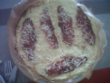 Tarte de feuilles de brick au cantal et jambon sec fumé