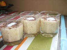 Mousse à la vanille et copeaux de chocolat