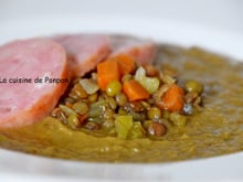 Soupe de lentilles et saucisse de Morteau