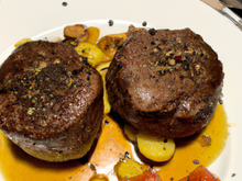 Filet mignon en tournedos et sucrines aux épices