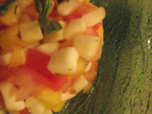 Tartare tomate, pomme, nectarine et basilic