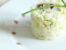 Riz sauté aux poireaux et aux champignons