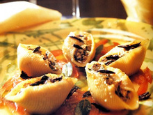 Conchiglioni farcis de foie de volaille et caillé de brebis