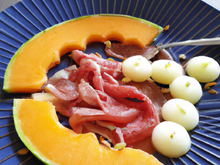 Carpaccio de magret et melon