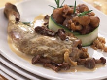 Chapon farci et ses morilles