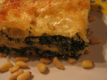 Lasagne épinards ricotta et pignons