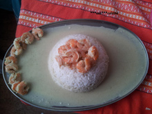 Riz thai sauce coco et curry crevettes