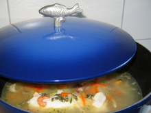 Soupe de pistou au poisson et ses légumes maison