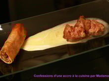 Ris de veau croustillant, nem de cèpes et sauce à la cardamome