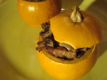 Courge pomme d'or farcie aux champignons