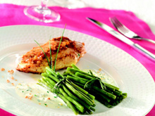 Filet de volaille et Fagots de Haricots Verts au fromage Ail et fines herbes