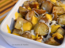 Pommes de terre grenailles rôties à la mozzarella et cheddar