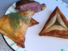 Samoussa au cabécou et magret de canard