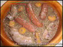 Lentilles vertes aux trois saucisses