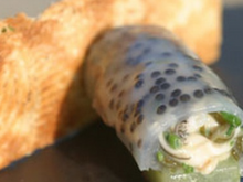 Cannelloni d'huîtres Arcachon Cap Ferret au caviar d'Aquitaine, panini d'huître