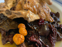 Rôti de chapon aux morilles et marrons