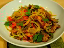 Wok d'agneau aux poivrons