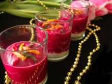 Verrines de mousse de betterave parfum clémentine