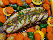 Rouget barbet au boléro de légumes confits aux agrumes