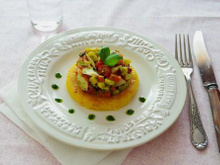 Polenta Saveur et légumes croquants au pesto