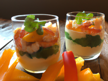 Verrine de crevettes, crabe et kakis