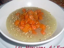 Bouillon au tapioca, carottes, patates douces