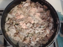 Gratin de la mer aux champignons et poireau