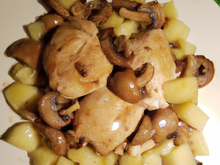 Chapon aux pommes et champignons rapide