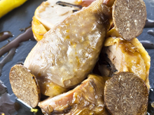 Pintade fermière d'Auvergne en deux actes, purée fine de maïs