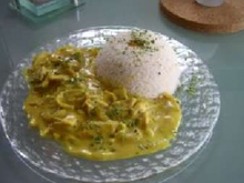 Porc au curry, petits oignons et pousses de bambou