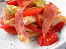 Wok de dinde façon basquaise