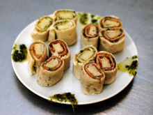 Jambons Aoste - roulés de pesto, cantal et jambon cru