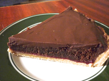 Tarte au chocolat et coulis de framboise