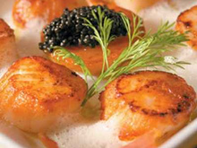 Coquilles St Jacques au Xagarno, copeaux de jambon de Bayonne