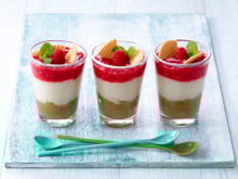 Verrines fraîcheur de Floraline, rhubarbe et framboises