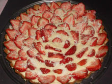 Tarte fraise, ganache chocolat blanc menthe