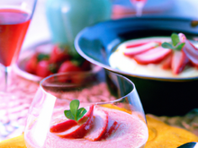Sérac et gazpacho de fraises
