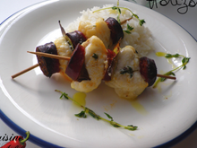 Brochettes de lotte au chorizo