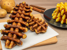 Brochettes de bœuf au pain d'épices / Gaufres de pomme-de-terre