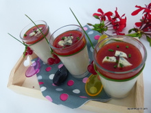 Panna cotta au roquefort, miroir groseilles poivron rouge