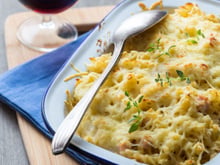 Gratin de pâtes au poulet généreux