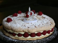 Gâteau d'anniversaire aux framboises